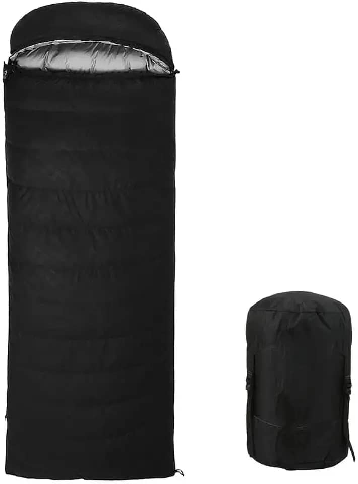 Saco de Dormir para Camping, 220x80cm, Preto, para Temperaturas Extremas, com Bolsa de Transporte