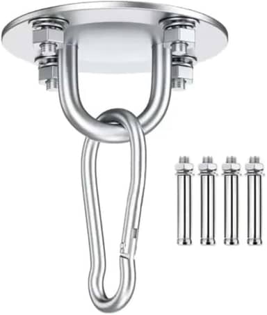 Suporte de Teto, para Saco de pancada, Cadeiras de Balanço e Redes, Kit c Corrente e Mosquetões de Aço Inoxidáve, Capacidade 180 kg