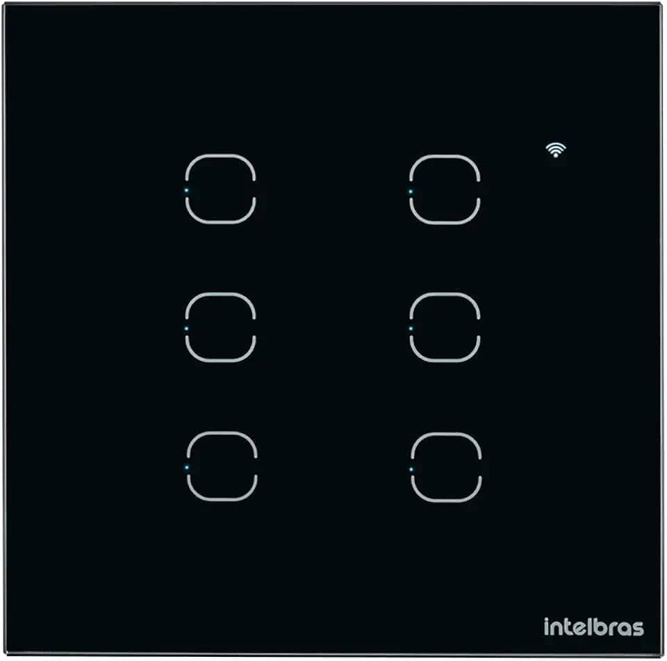 Interruptor Smart Wi-Fi Touch Compatível com Alexa 6 Teclas EWS 1006 Preto Intelbras