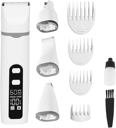 Máquina de Tosa para Pets 4 em 1 – Aparador de Pelos Sem Fio e Recarregável para Cães e Gatos – Silenciosa, com Cabeças de Corte Intercambiáveis, Ideal para Cortes Precisos