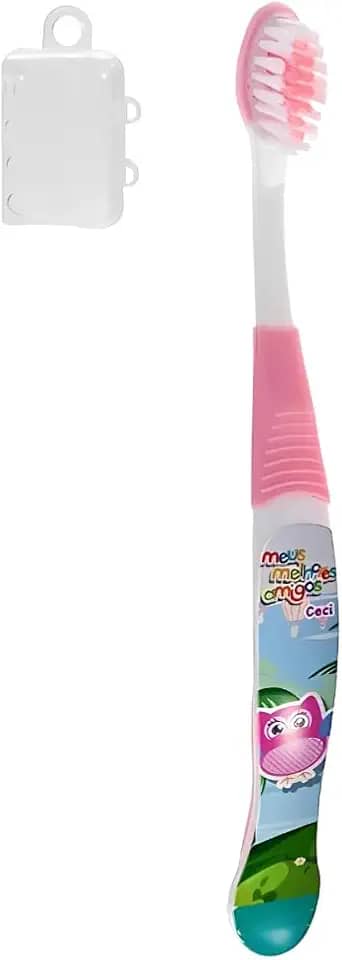 Escova de Dente Infantil com Cerdas Macias Capa Protetora Modelo Anatômico (Vermelho)