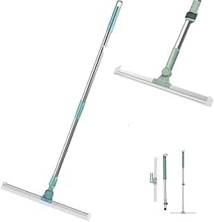 Rodo e Vassoura Mágica 2 em 1 de Silicone, 1,40m, Articulado, Giratório 180°, Ajustável, Limpeza de Vidros, Pisos, Pelos de Pet, Janelas, Cabo Desmontável em Aço Inoxidável, Varre e Seca, Marca ATM