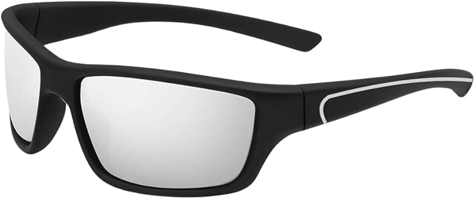 Óculos de Sol Esportivo Masculino, Polarizado, Proteção UV400, Armação Preta, Para Pesca