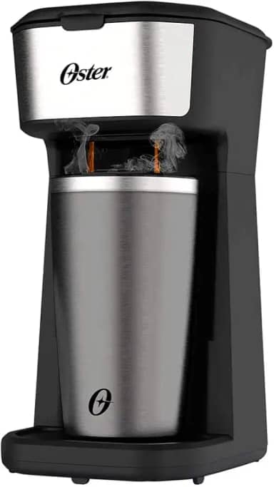 Cafeteira Oster 2Day Inox 2 em 1 com Copo Térmico, 110V, Preto/Inox, 600W, OCAF200