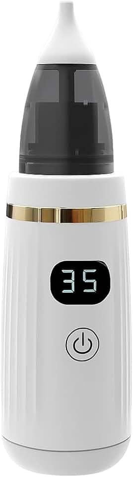 Aspirador Nasal Auricular Elétrico Digital, 5 Velocidades, 3 Pontas de Silicone, Carregamento USB-C, para Bebês Nariz e Ouvido