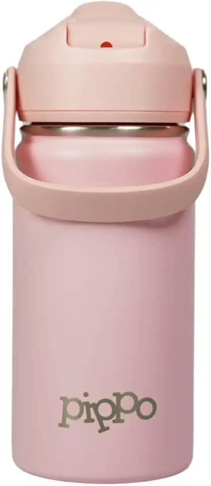 Pippo | Garrafa Térmica Infantil Criança Aço Inox Parede Dupla Menino Menina Para Bebidas Quentes e Frias e Livre de BPA (Rosa)
