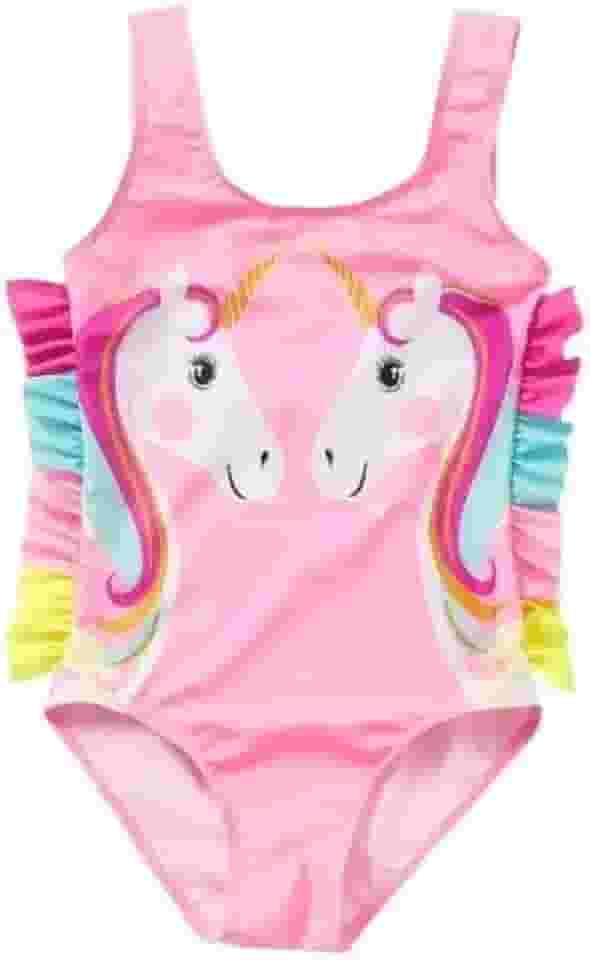 Maiô Biquíni Unicórnio Arco Íris Rosa Infantil Verão Praia F