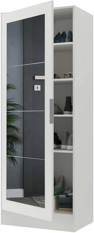 Sapateira 1 Porta com Espelho Jade Multimóveis Branca