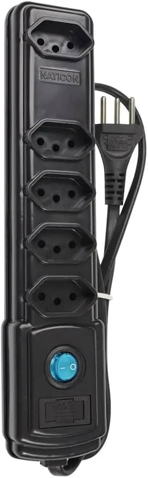 Bright Filtro de Linha c/Fusível 5 Tomadas Preto