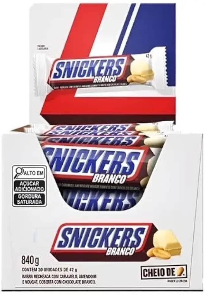 Chocolate Snickers Branco com 20 unidades de 42gr