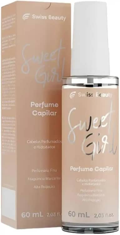 Sweet Girl Perfume Capilar, 60ml, Fragrância Floral Feminina, Hidratante para Todos os Tipos de Cabelo, Uso Diário