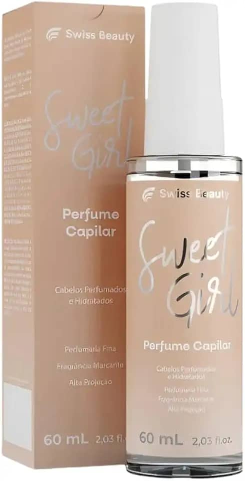 Sweet Girl Perfume Capilar, 60ml, Fragrância Floral Feminina, Hidratante para Todos os Tipos de Cabelo, Uso Diário