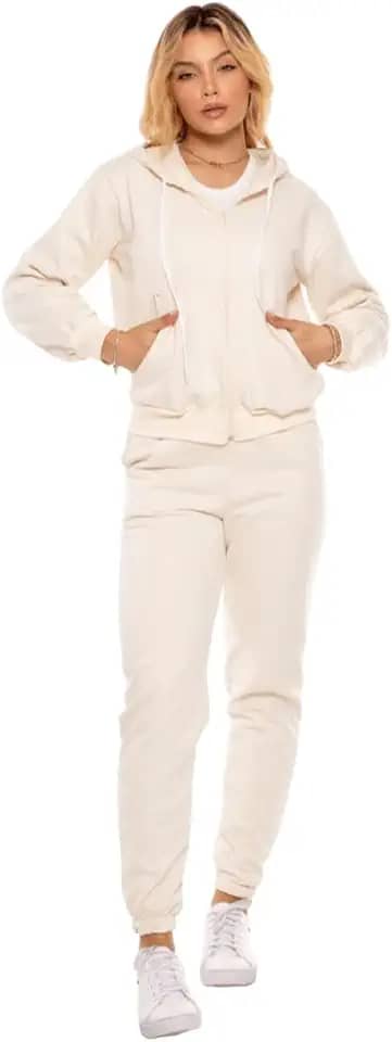 Conjunto Moletom Feminino com Capuz e Calça Jogger – Roupa de Frio Casual Confortável para Inverno, Academia, Viagem e Dia a Dia Con-0020