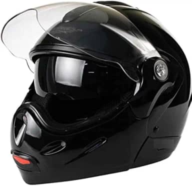 Capacete de Moto Mixs MX Captiva Com Viseira Interna Solar Óculos de Sol Articulado Escamoteável Robocop Preto Brilhant