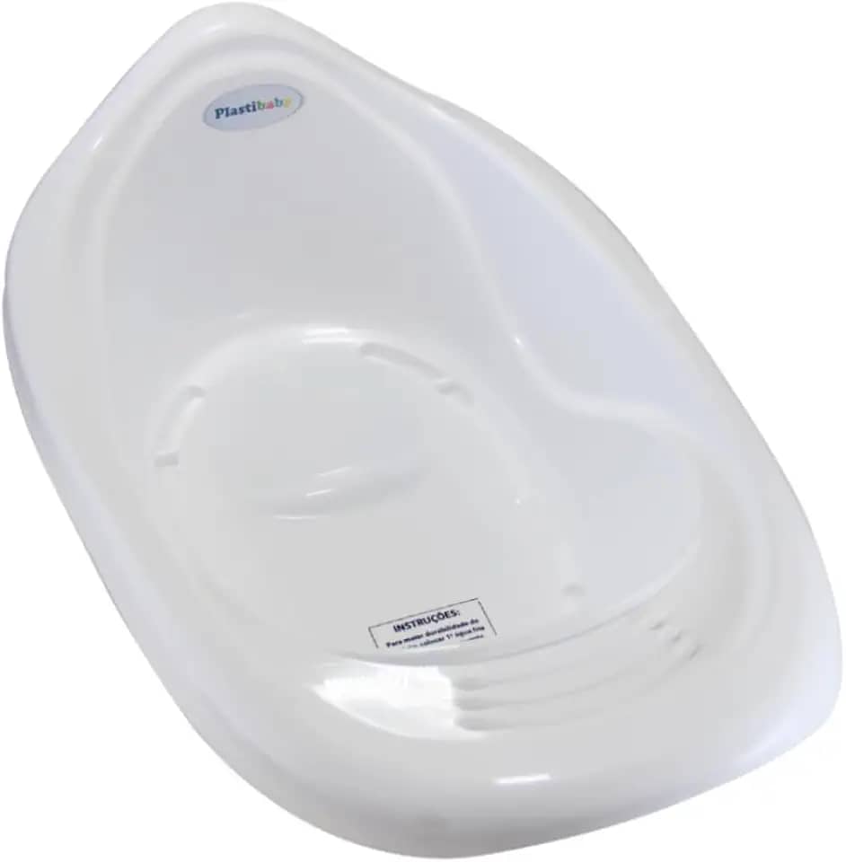BANHEIRA DE BEBÊ PEROLADO 22L PLASTIBABY RESISTÊNTE COM VALVÚLA DE ESCOAMENTO (Branco)