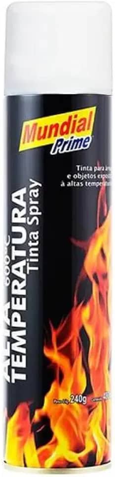 Tinta Spray 400ML Branco Fosco Alta Temperatura Mundial Prime