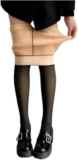 Meia-Calça Térmica Veludo Preta Feminina – Translúcida, Forrada, Confortável e Resistente, Aquecimento Interno, Tamanho Único (44 a 50), Ideal para Frio e Inverno Elegante