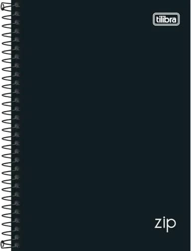 Tilibra - Caderno Espiral Capa Dura 1/4 Zip Preto 160 Folhas