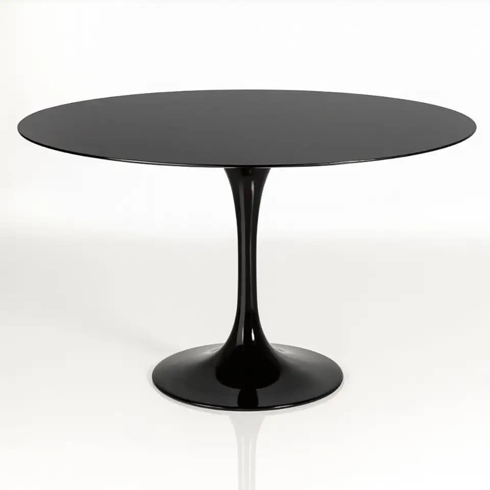 Mesa de Jantar Saarinen Redonda 80 cm Tampo e Base laca Preta