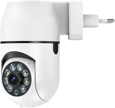 Câmera de Segurança Tomada Sem Fio 2MP WiFi Visão 360° HD 1080p Câmera IP Infravermelho Controle via App 2 Modos de Visão Noturna Áudio Bidirecional Detecção de Movimento Premium