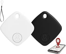 Kit 2 Mini Rastreadores GPS e Localizadores Satélite | Smart Tag Bluetooth com Acelerômetro, Orador Integrado, Compatível Find My – Para Mala, Pet, Carro e Moto
