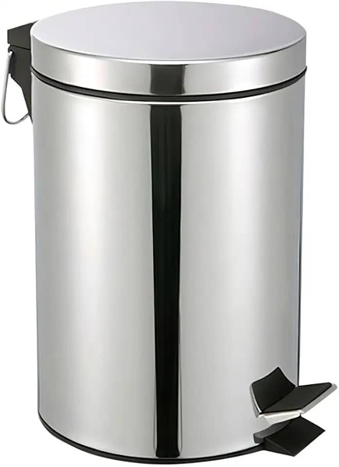 Lixeira de Aço Inox 5 Litros com Pedal Antiderrapante Balde Removível Alça para Transporte Ideal para Cozinha Banheiro Escritório Premium