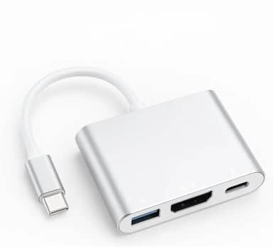 Adaptador USB-C HDMI 4K com Porta USB 3.0 e PD – Hub Tipo-C 3 em 1 para Notebook, MacBook, Celular e Sistema Samsung