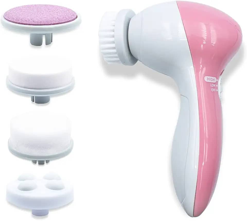Arte Sedução Escova Facial Elétrica 5/1 Esfoliante Massageadora Portátil, Cor Rosa