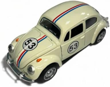 Carrinho de Ferro Fusca 53, Miniatura de Carro Colecionável, abre portas e capô, Com fricção, Bege, 12 CM