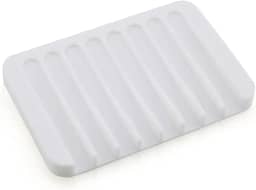 Kit Com 3 Saboneteiras em silicone com Dreno mantém o sabonete novo (Branco)