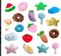 Kit 5 Mordedores de Pelúcia Brinquedo Diversos Cachorros e Gatos Apito