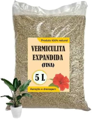 Vermiculita Expandida Fina, Substrato para Cactos e Suculentas, Preta, 5 Litros, Terra Pronta para Germinação e Enraizamento