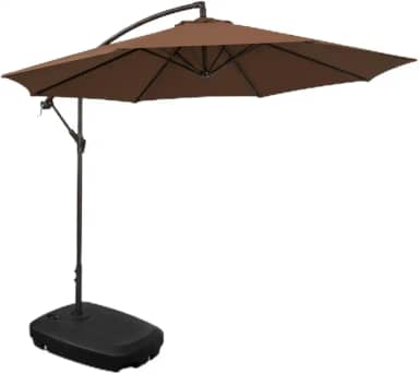 Kit Ombrelone Lateral Suspenso 3m Kauai Marrom + Base 55 Litros Piscina Jardim