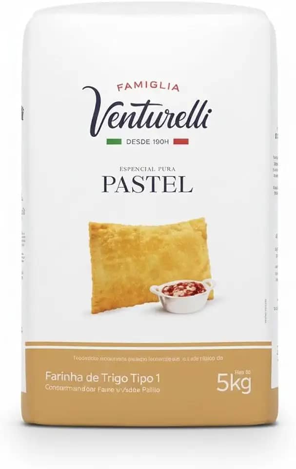 Farinha de Trigo Famiglia Venturelli para Pastel, 5 kg, Moinho Globo, Regulador de Acidez