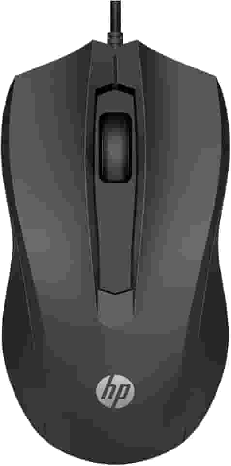 Mouse HP USB 100 Preto - Sensor Óptico Ambidestro Resoluções até 1600 DPI Compatível com PC/Mac - 6VY96AA