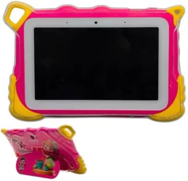 Tablet Infantil Q39 PRO Tela 7' 128GB / 8GB RAM Bateria 4000 mAh, Câmera 8MP, Android 15 com Capa Silicone Rosa e Alça para Jogos e Diversão