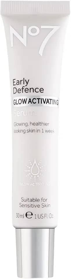No7 Sérum ativador Early Defense Glow – Sérum antienvelhecimento com peptídeos para linhas finas e rugas – Sérum facial brilhante para a pele com aparência saudável (30 ml)