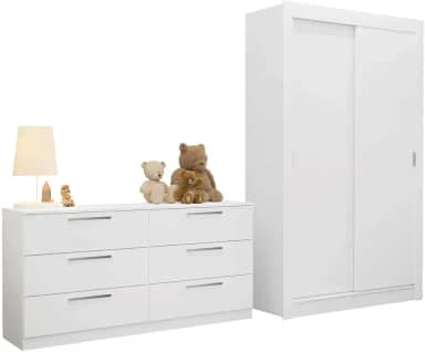 Conjunto Quarto Infantil com Guarda Roupa 2 Portas e Cômoda Madesa