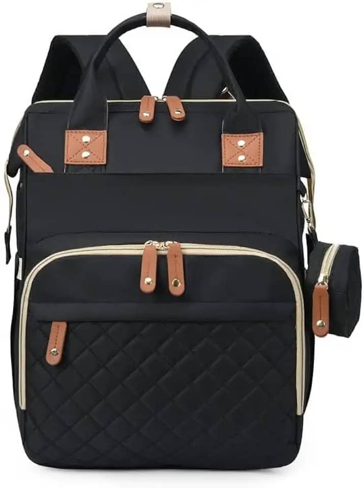 Mochila Maternidade Impermeável Grande Capacidade Bolsa Bebê Unissex com Porta Mamadeira Térmico, Conector USB, Abertura Ampla e Alças Confortáveis para Passeios ou Viagens