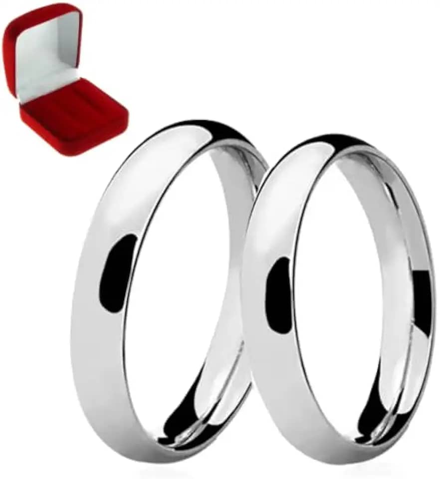 Alianças Prata Italianas Par 4mm Anatomicas Modelo Classic Namoro Noivado Compromisso Casamento com Caixa de Veludo Premium