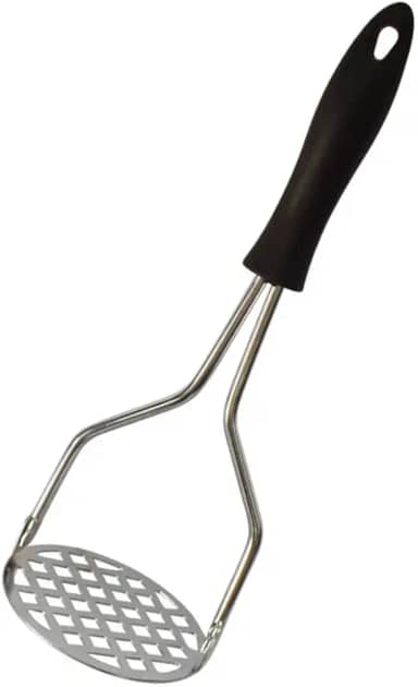Amassador de Batata e Legumes Inox Manual Ergonômico Amassador Para Purê com Cabo Plástico Anti Calor
