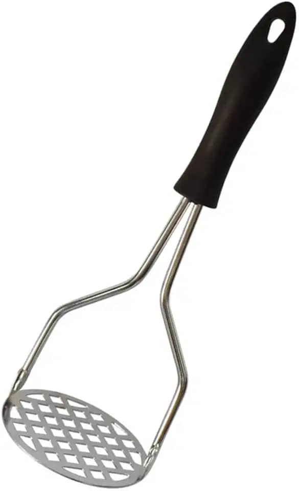 Amassador de Batata e Legumes Inox Manual Ergonômico Amassador Para Purê com Cabo Plástico Anti Calor