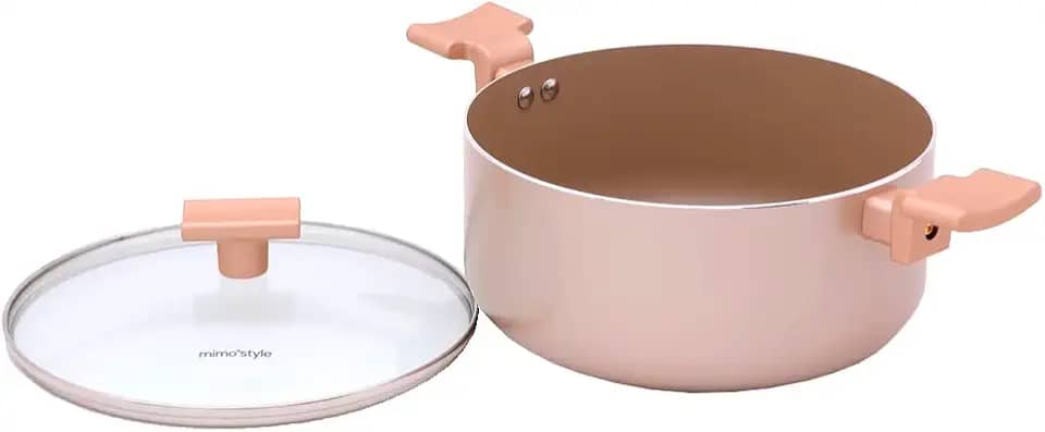 Mimo Style Caçarola Sartin 20cm Suporta 2,8L - Estrutura em Alumínio Revestida em Cerâmica, Base Alto Relevo. Tampa Vidro Temperado. Alças e Cabos Soft-Touch. Fogão a Gás, Elétrico