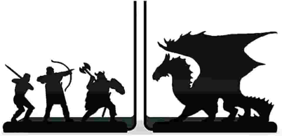 Fábrica Geek - Suporte Aparador De Livros Dvd Cd - Dragão Terra Média RPG - Acrílico - Preto - 1 Unidade