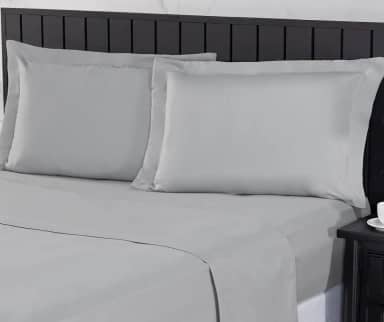 Jogo de Cama Casal 400 Fios Percal 04 Peças Com Lençol de Cima e Aba Americana, Antiácaro, Anti-pilling com Toque Macio - Cinza,Casal