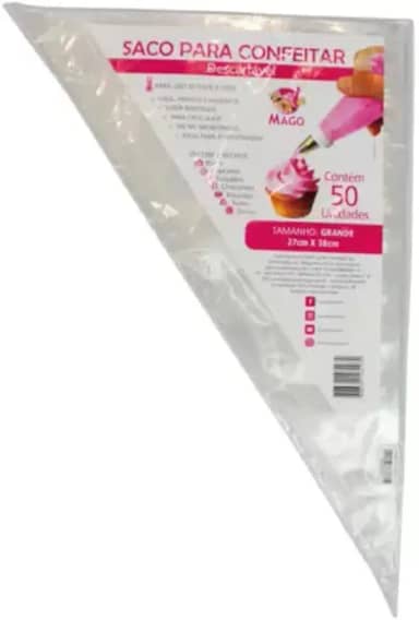 Mago - Saco de Confeitar Descartável Grande com 50 UN - Zíper