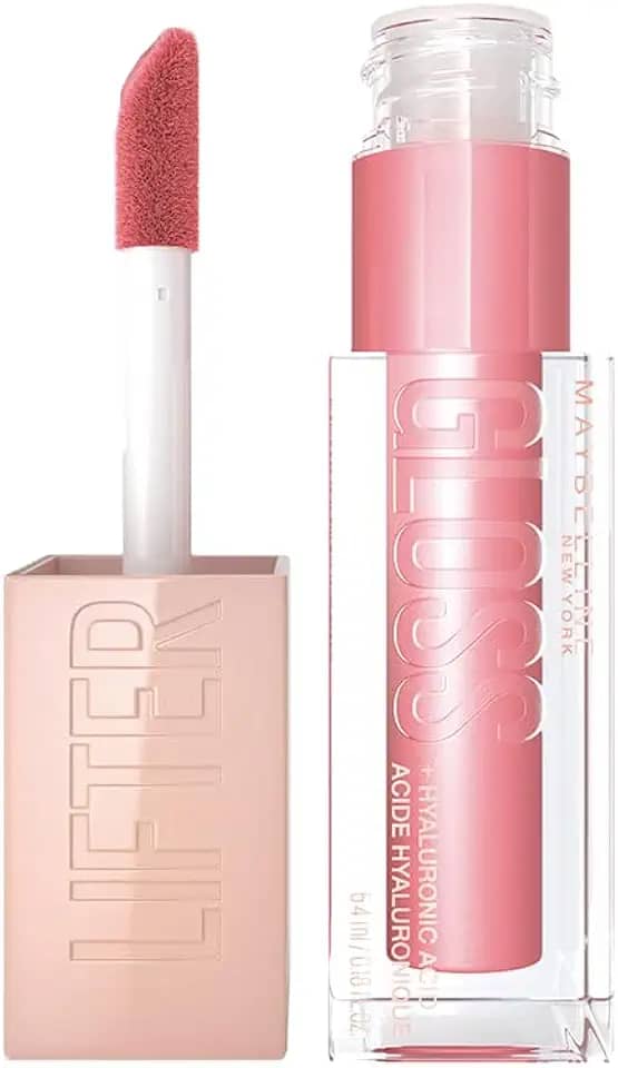 Maybelline NY Lip Lifter Gloss Brilho Labial com Ácido Hialurônico, Promove Lábios Volumosos, Hidratados e Cheios de Brilho, Aplicador XL para Make Glow, Cor Silk, 5.4ml