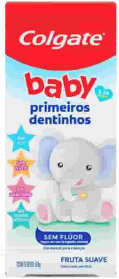 Creme dental Baby Primeiros Dentinhos, Creme Dental Infantil Sem Flúor, Fruta Suave, 2-24 Meses, 50g