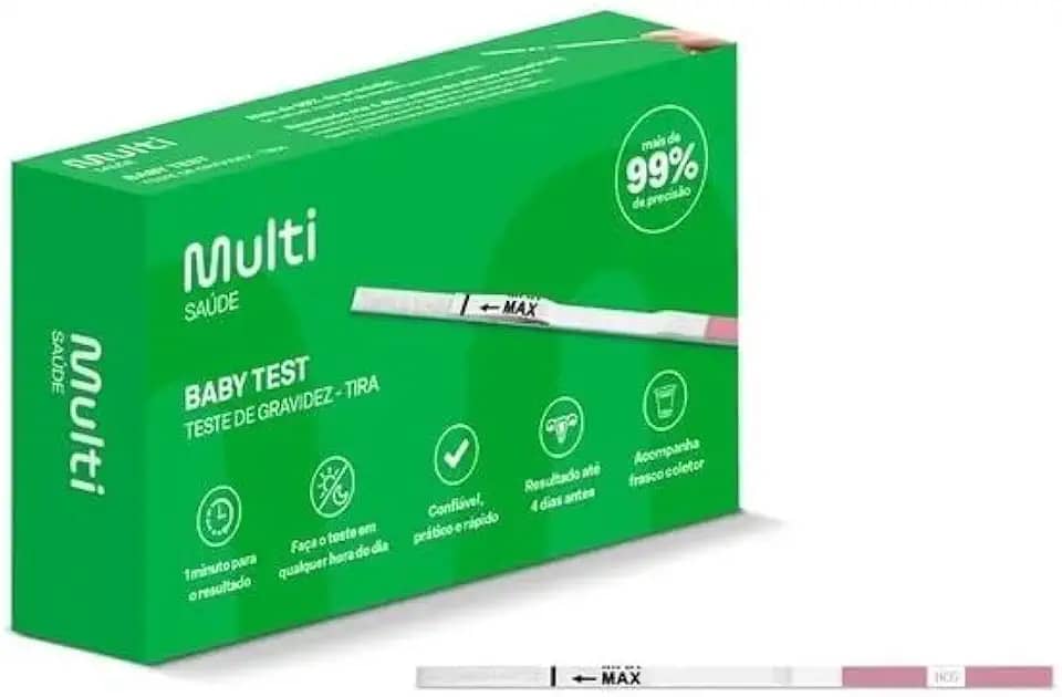 Teste de Gravidez Tira S/Frasco HCG Resultado até 5 minutos