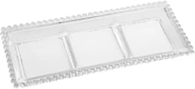WOLFF - Petisqueira de Cristal com 3 Divisões 30x13x3cm - Linha Pearl